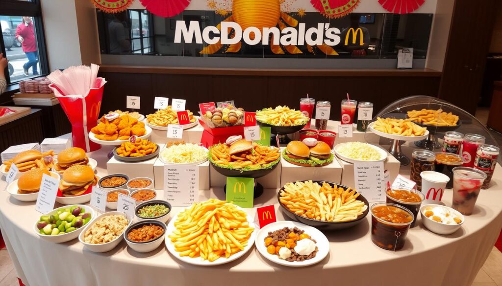 McDonald's catering menu with prices